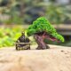 Brass mini ancient harp and guzheng figure ornaments