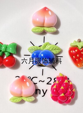 亮面水果蓝莓樱桃火龙果草莓树脂配件DIY饰品服装配饰发夹鞋扣材