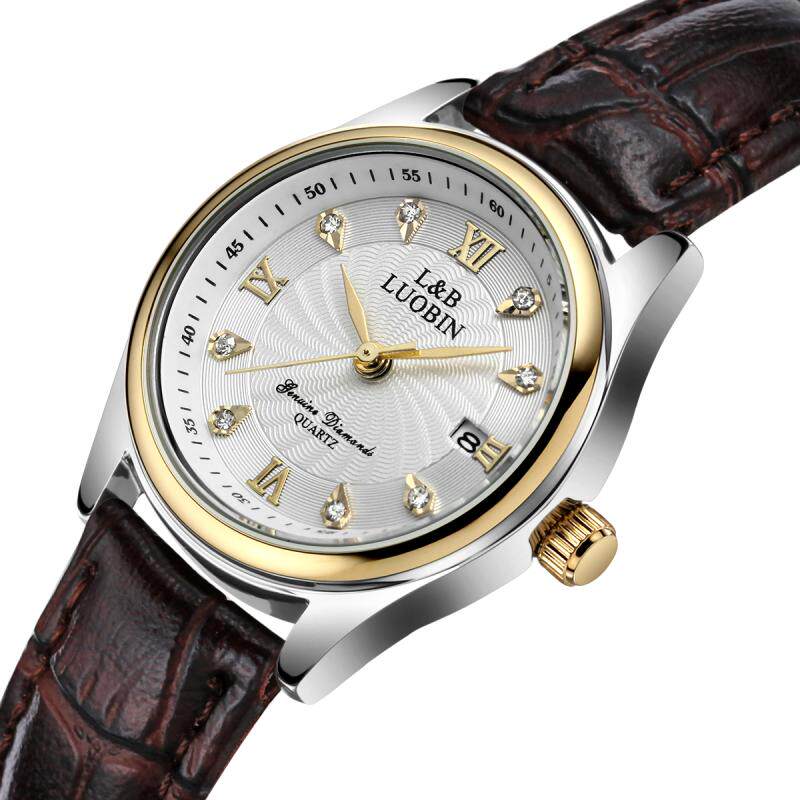 罗宾正品韩国镶钻皮带女士石英表 luobin国产腕表