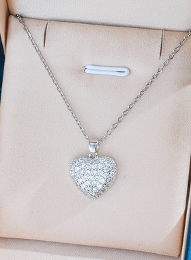 欧美跨境热卖新款开合爱心项链女小众设计高级感气质桃心配饰