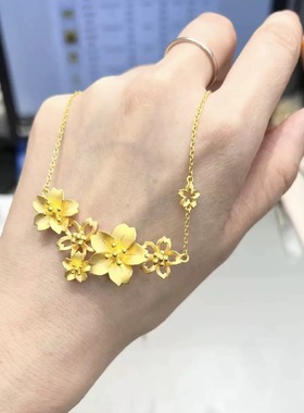 中古鎏金三生三世繁花似锦项链女轻奢宫廷风颈链小众设计感锁骨