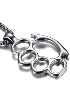 2024新款热卖跨境电商饰品 简约男士项链不锈钢动物脚印吊坠钢色