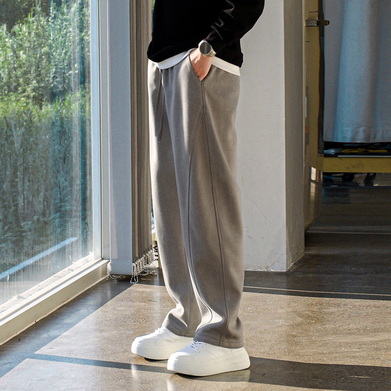 水洗月岩灰阔腿重磅加绒卫裤男裤子秋冬垂坠运动裤男休闲弯刀男裤,淘宝优惠券,粉丝福利购,淘宝优惠卷