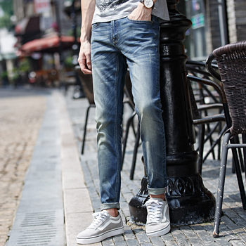 Duke Men's Jeans Autumn New Slim Fit Pants Trendy Youth Elastic Straight Long Pants ຜູ້ຊາຍບາງໆ