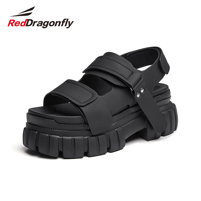 红蜻蜓女鞋官方旗舰店红蜻蜓女鞋年夏季新款魔术贴厚底松糕鞋女韩版ins风时装凉鞋0