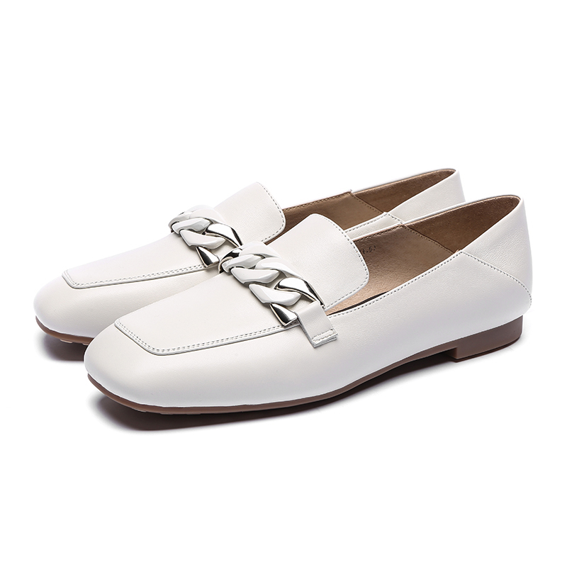 红蜻蜓女鞋官方旗舰店红蜻蜓女鞋春季新款英伦低方根个性金属舒适防滑休闲女单鞋3