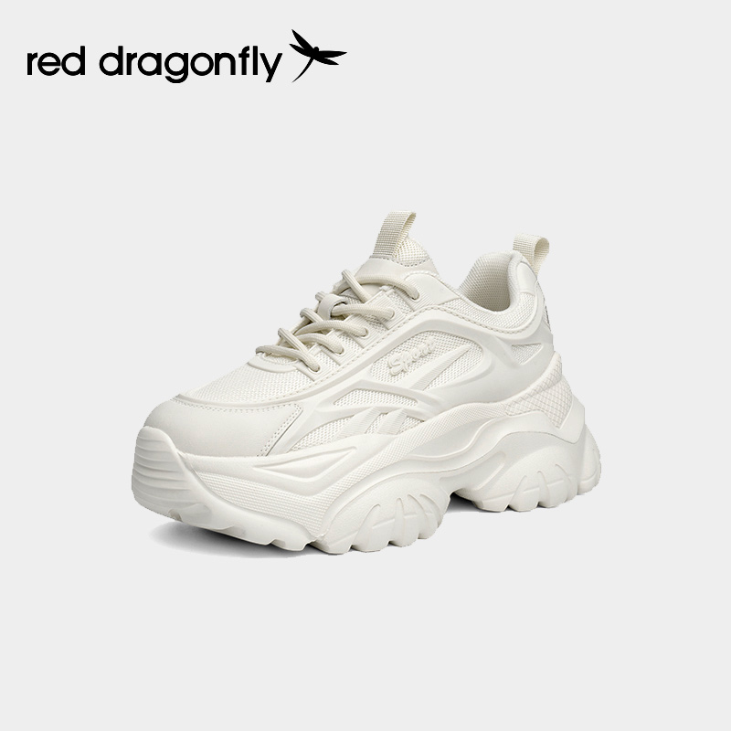 红蜻蜓女鞋官方旗舰店红蜻蜓老爹鞋女2022春季新款白色厚底增高鞋子休闲运动鞋WTB222500