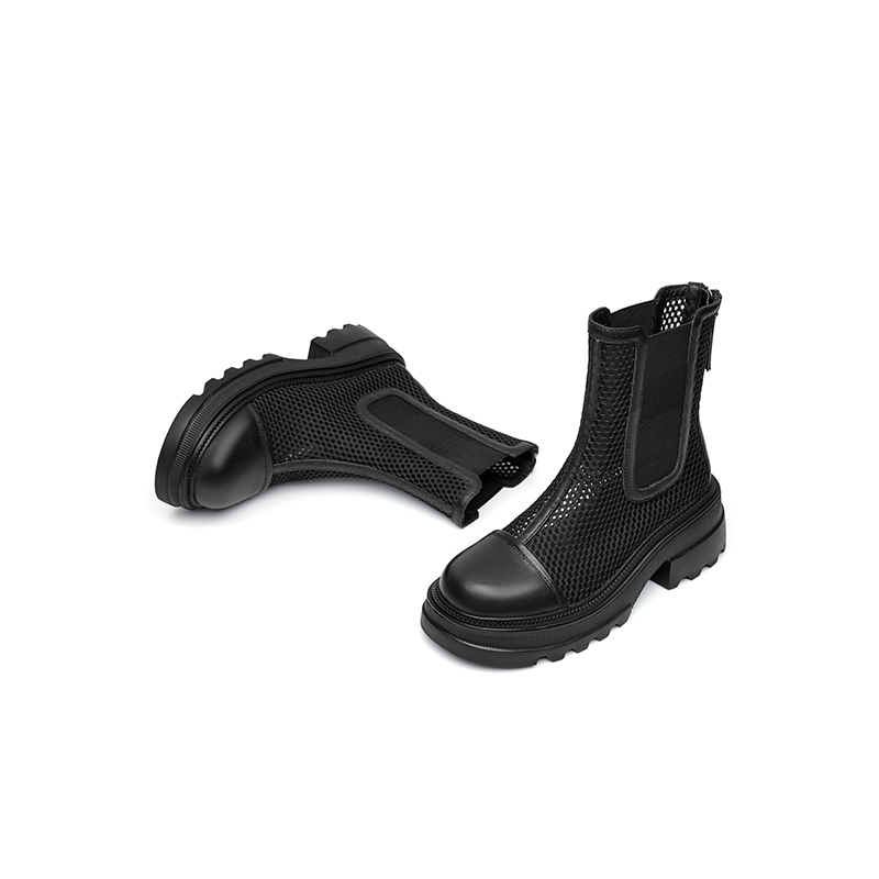 红蜻蜓女鞋官方旗舰店红蜻蜓网靴女2022夏季新款镂空透气切尔西薄款马丁靴凉靴WTB223922