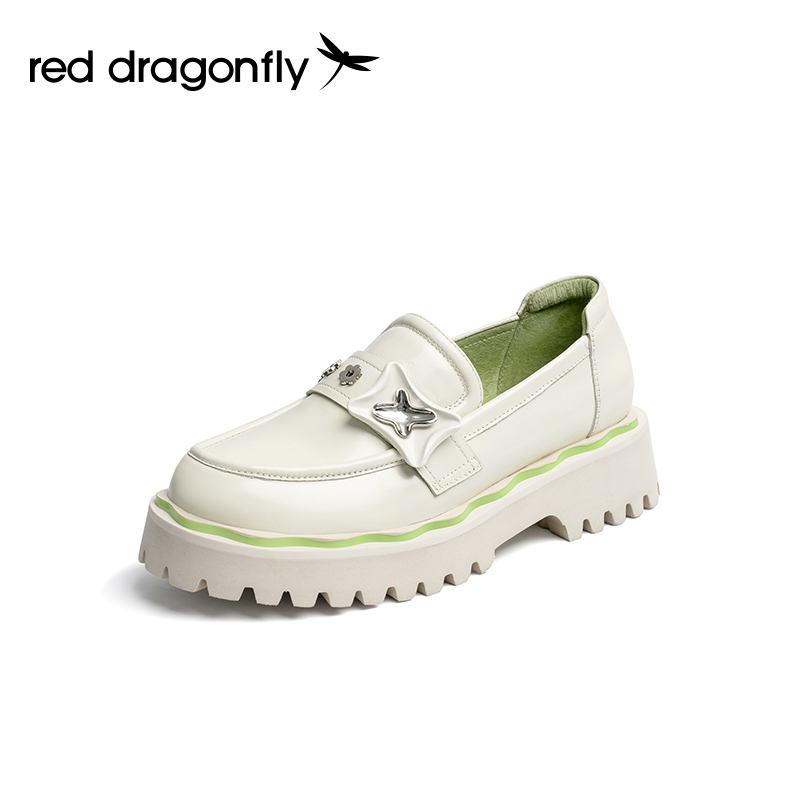 红蜻蜓女鞋官方旗舰店Angelababy同款红蜻蜓乐福鞋女2022春新款莫奈花园WGB222170