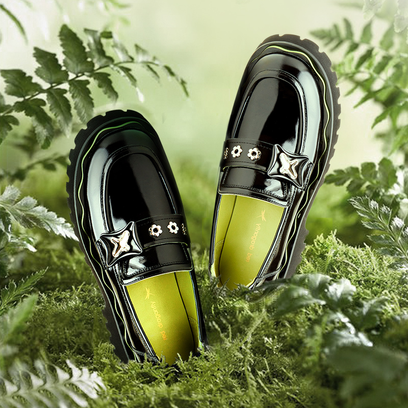 红蜻蜓女鞋官方旗舰店Angelababy同款红蜻蜓乐福鞋女2022春新款莫奈花园WGB222171