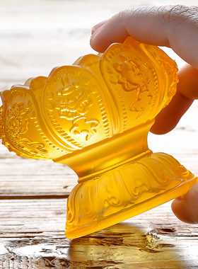 八吉祥图案酥油灯灯座玻璃磨砂