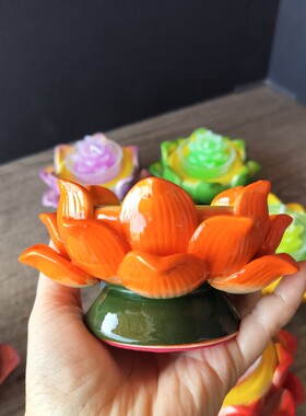 陶瓷一芯家用寺庙五星莲花灯
