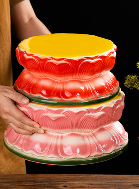 陶瓷底座莲花佛像升高方款