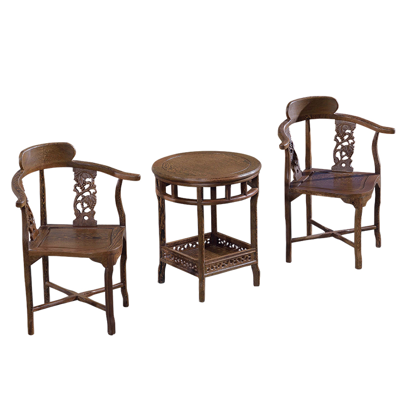 红木椅子非州鸡翅木情人椅三件套中式防古实木圈椅阳台围椅休闲椅-图3