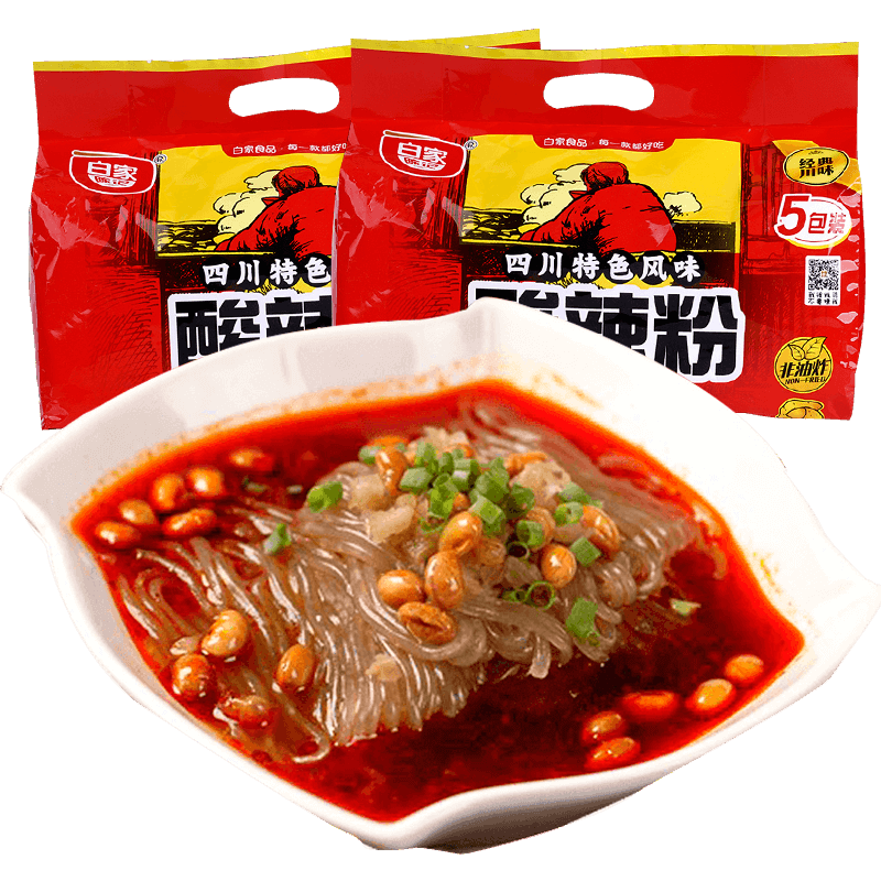 四川正宗白家陈记10袋装酸辣粉丝 盈棚食品方便面/拉面/面皮