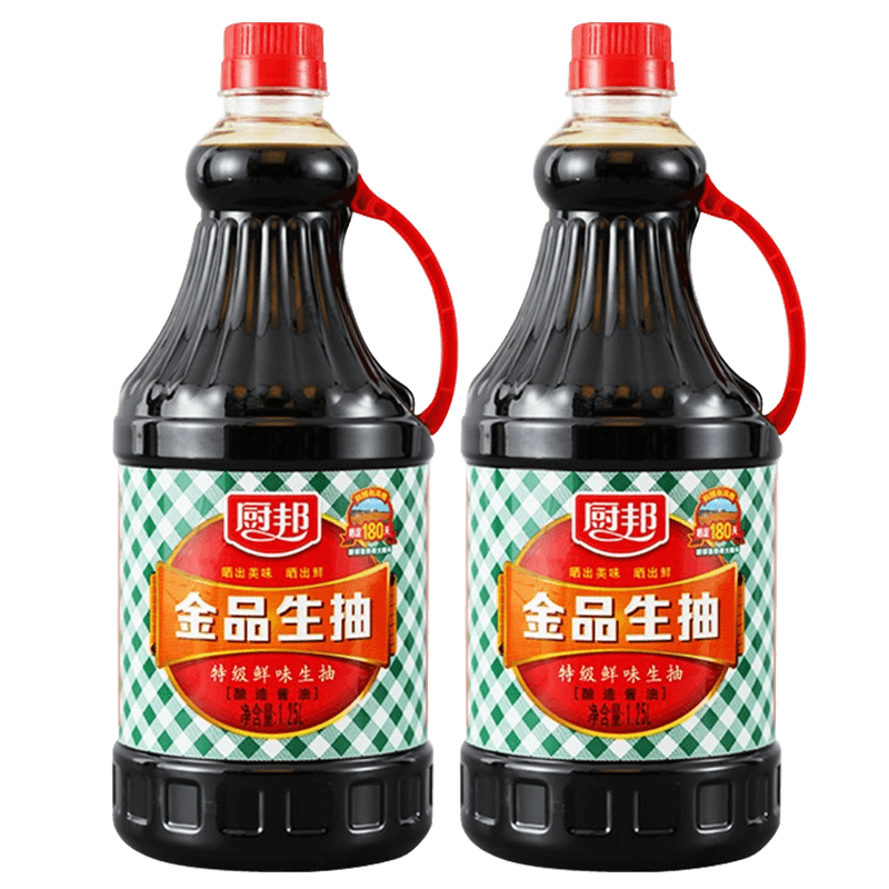 厨邦特级生抽酱油1.25L*2瓶金品生抽家用酿造美味鲜酱油官方旗舰