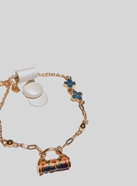 古法花丝点钻芍药项链 项圈 新中式 碎冰冰玲珑花蝴蝶手链 套装