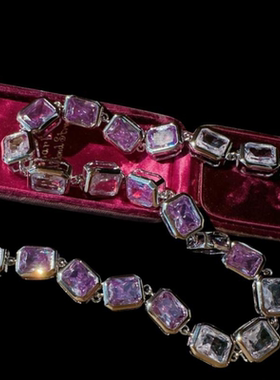 落日熔金 鸢尾紫宝石项链 古董感 镀18K金 葡萄藤水滴锆石戒指