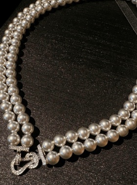 满钻98新17*20mm珍珠项链奢品
