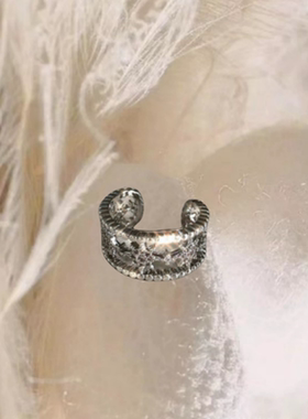 璀璨繁星设计 镀18K白金锆石满天星开口食指戒指 流星指环 可调节