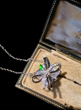 在逃公主蝴蝶结方糖宝石项链 大溪地 澳白珍珠猎豹锆石戒指 组合