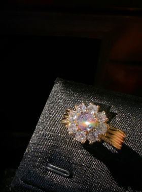 意大利复古蕾丝蜂巢宝石戒指 Vintage 镀18K金 蜂巢花丝锆石项链