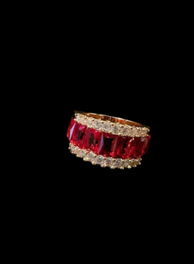 辛德瑞拉暮光黄宝石花朵耳环 古董感镀18K金弧形拉丝锆石缠绕戒指