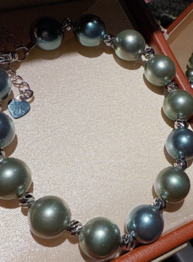 珠宝 黑蝶皇后塔希提混彩莫兰迪珍珠项链 宴会高定大溪地手链套装