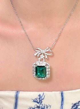莫吉托独特绿宝石手链富婆的快乐镀18K金沃顿绿方糖结锆石项链