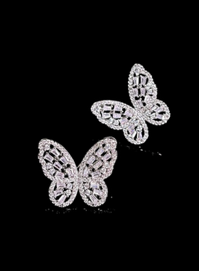 珠宝 派对奢华蝴蝶宝石套链项链 宴会高定 璀璨T方蝴蝶流苏耳环