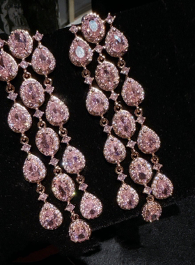 珠宝 华丽奢华满镶宝石宽版开口手镯 宴会高定 方钻水滴璀璨手环