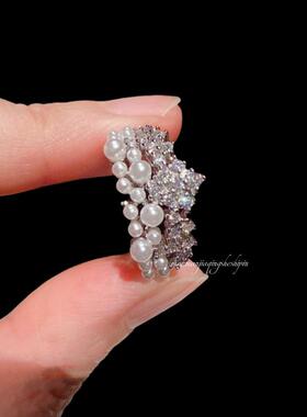 意大利奢华爱心珍珠贝母戒指