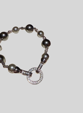 珠宝 妮妮大溪地黑灰色长款珍珠项链 宴会高定 真多麻贝珠毛衣链