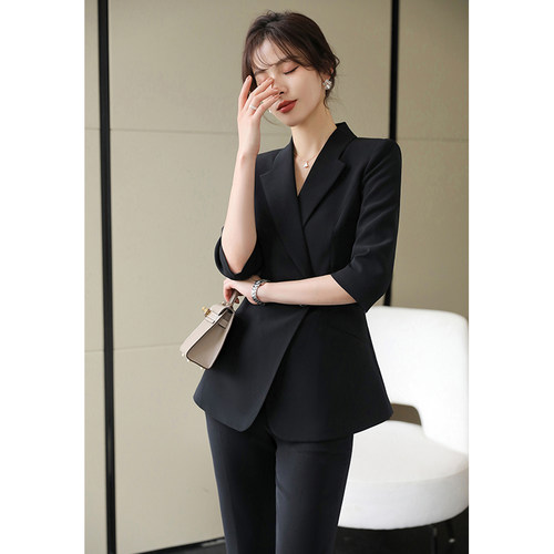 西装套装女春秋时尚气质职业套装女神范正装商务装律师面试工作服 - 图0