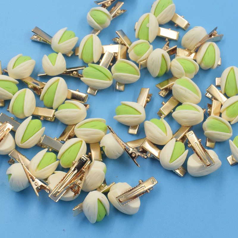 Simulated food pistachio hairpin cute little fresh soft girl side broken hair bangs clip funny duckbill clip hair accessory