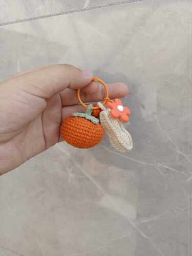 芒果家DIY纯手工钩针钩织柿子花生好事发生钥匙挂件毛线玩偶成品 - 图0