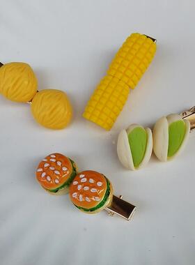 搞怪发夹美食ins仿真食玩排骨个性红烧肉新款鸭嘴夹侧边刘海夹发