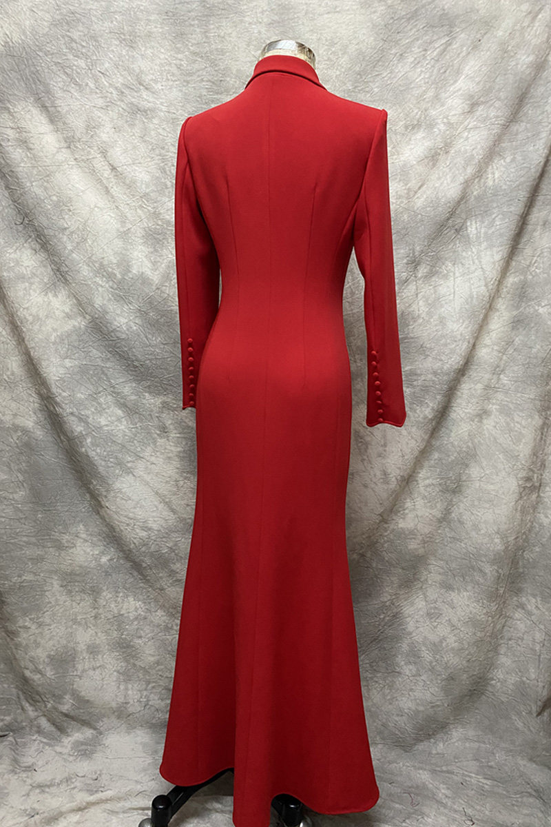 高级定制春晚主持人李思思同款红色刺绣鱼尾敬酒晚礼服女长款大牌