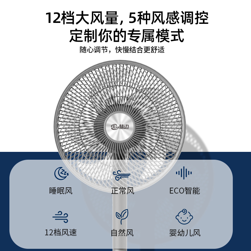 空气循环电风扇360度旋转空气循环智能远程摇控直流变频台立风扇-图1