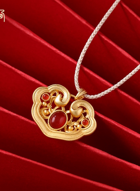 杭州灵隐项链s999银红玛瑙吊坠