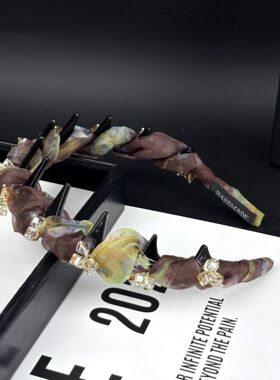重工水晶绿娟纱带齿发箍女高颅顶防滑头箍发卡水钻锯齿发饰头饰