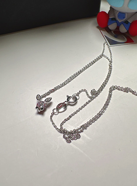 925银小兔子锆石闪亮百搭可爱锁骨短款项链夏天吊带搭配时尚新款