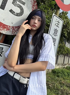 黑色运动宽发带女秋冬2024新款美式日常外戴头巾吸汗头带发箍头套