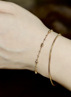 小步舞曲~S925纯银镀18K金十字花超闪镭射珠手链叠戴轻奢小众精致