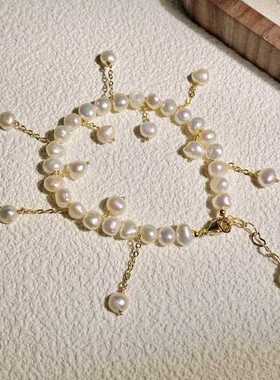 鹿西珠宝珍珠手链女珍珠长款链条流苏时尚新款设计女饰品