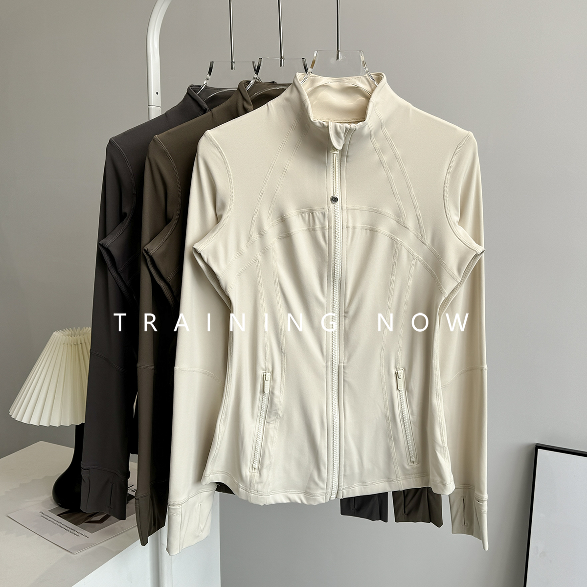 立领修身显瘦瑜伽服长袖运动磨毛外套跑步训练普拉提健身服上衣女 - 图0