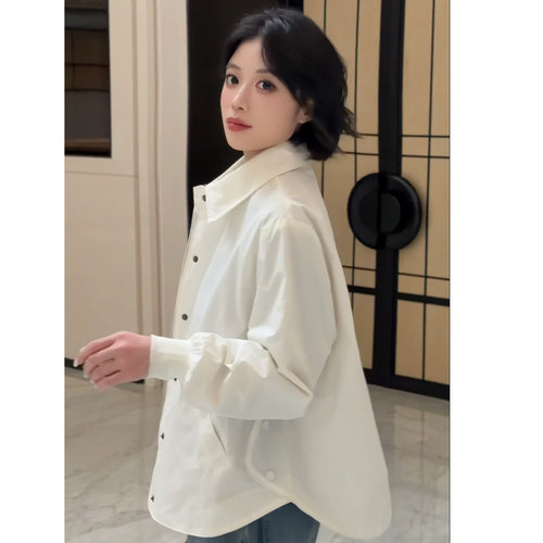 黑色短款薄外套2026春秋季新款女款韩系衬衫女上衣正肩小个子长袖 - 图2