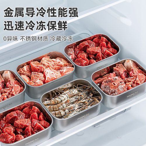 冻肉分装盒不锈钢保鲜盒食品级冰箱收纳盒冷冻专用格子一周备菜盒 - 图1