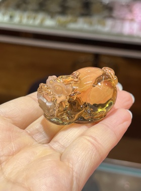 巴西天然黄水晶貔貅吊坠项链把玩件多用款情侣款全净体金黄色貔貅