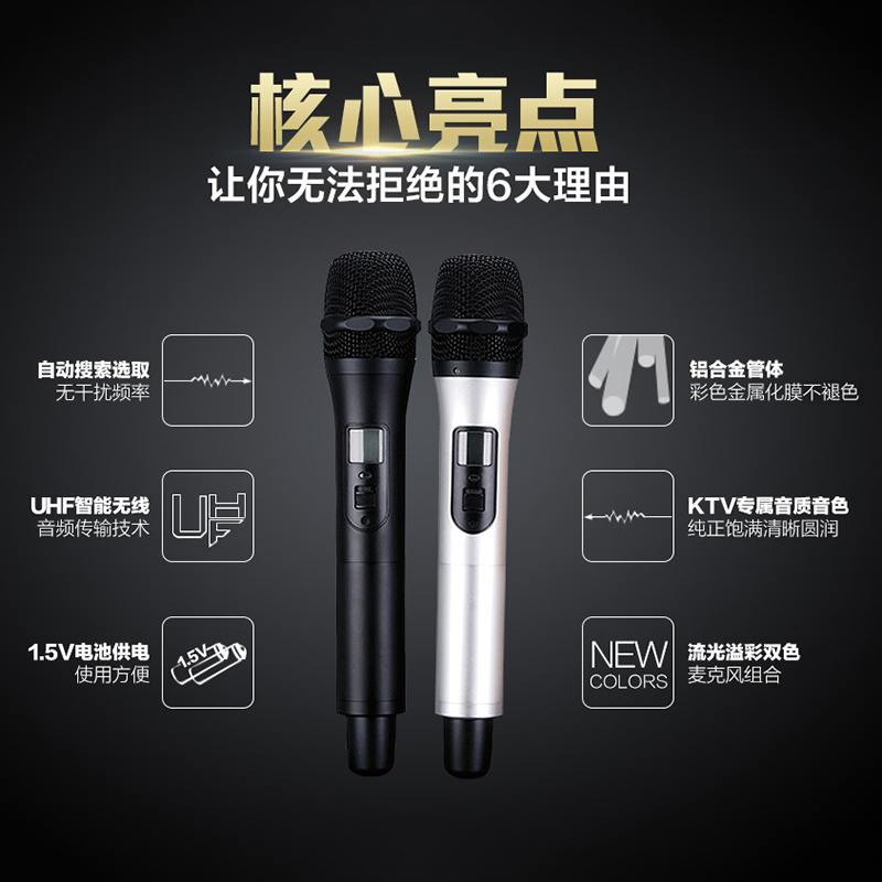 TTakstar得胜X6无线麦克风卡拉OK包厢KTV舞台演出K歌一拖二话筒